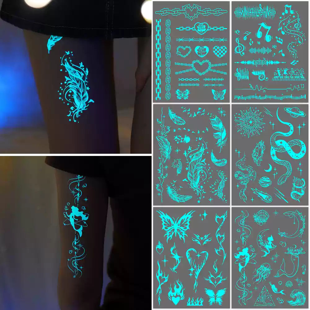 Glow in the Dark uv light Tattoo Stickers