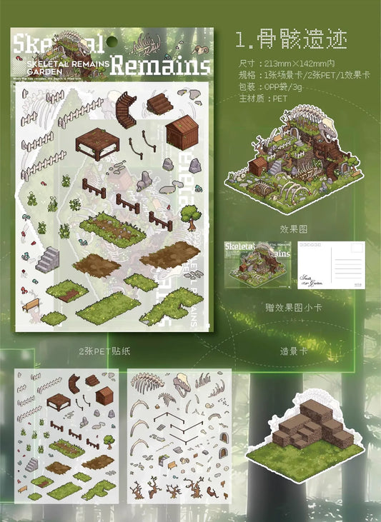 Pixel Island Series Handmade DIY 3D Miniature Stickers