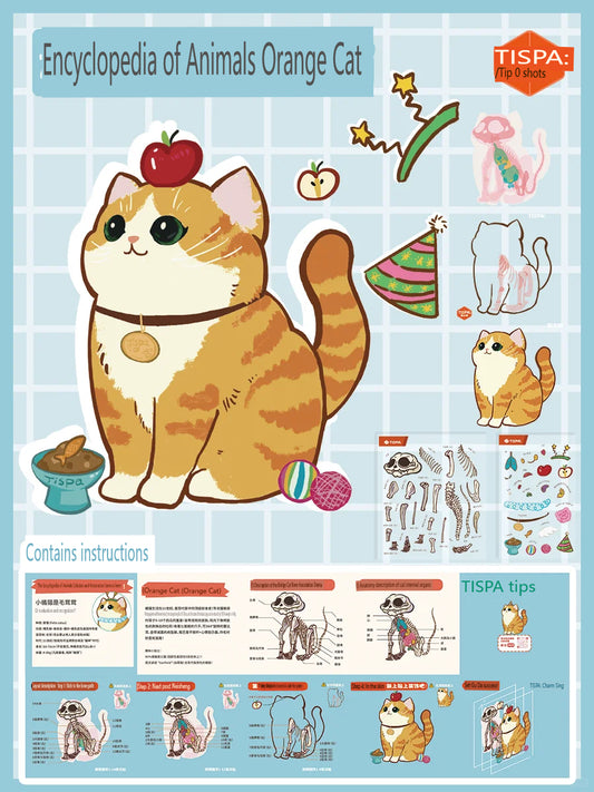 Miniature Cat Anatomy Sticker Kit 3D Scene Stickers