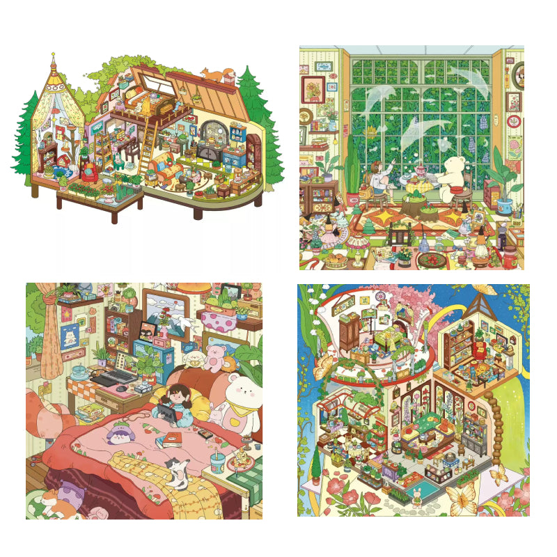 Fantasy Life Series 3D Scene Stickers with 4 set