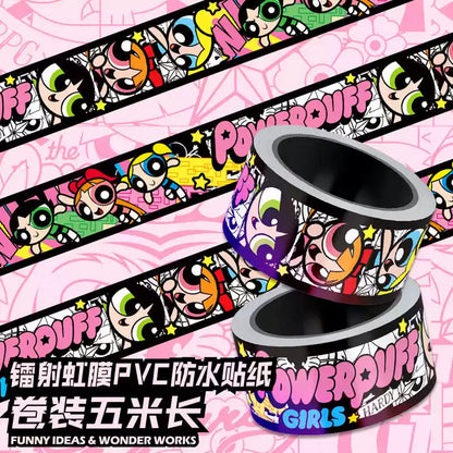Powerpuff Girls Holographic Sticker Roll – 5M Waterproof Journal stickers