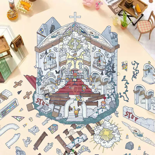 The Mystery Church 3D Scene Stickers Miniature Set