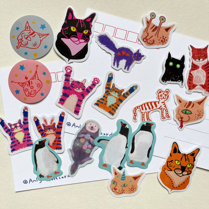 19 Pcs Cute Cat Stickers for Journal and Phone Case