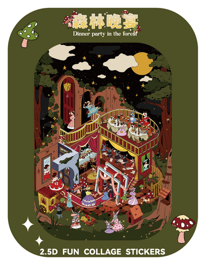 Forest Banquet & Mirror Realm – Miniature 3D Scene Stickers