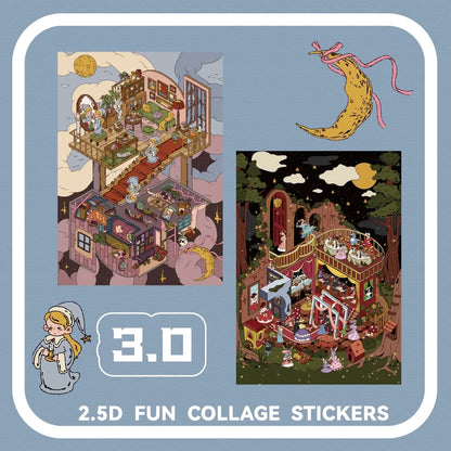 Forest Banquet & Mirror Realm – Miniature 3D Scene Stickers