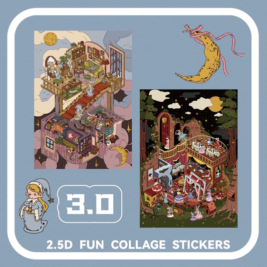 Forest Banquet & Mirror Realm – Miniature 3D Scene Stickers