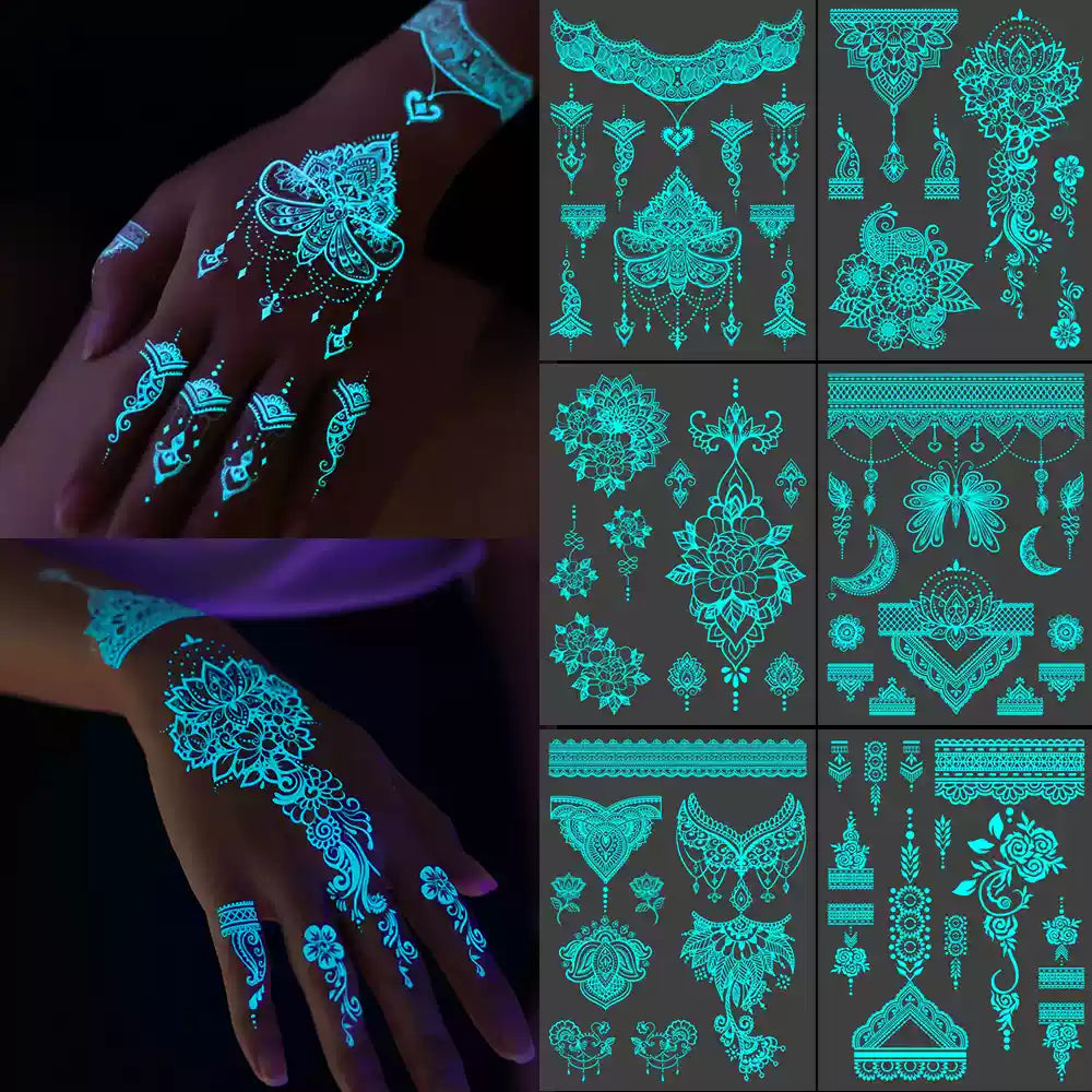 Glow in the Dark uv light Tattoo Stickers