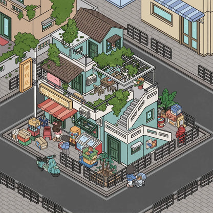Convenience Store Near Home 3D Scene Stickers
