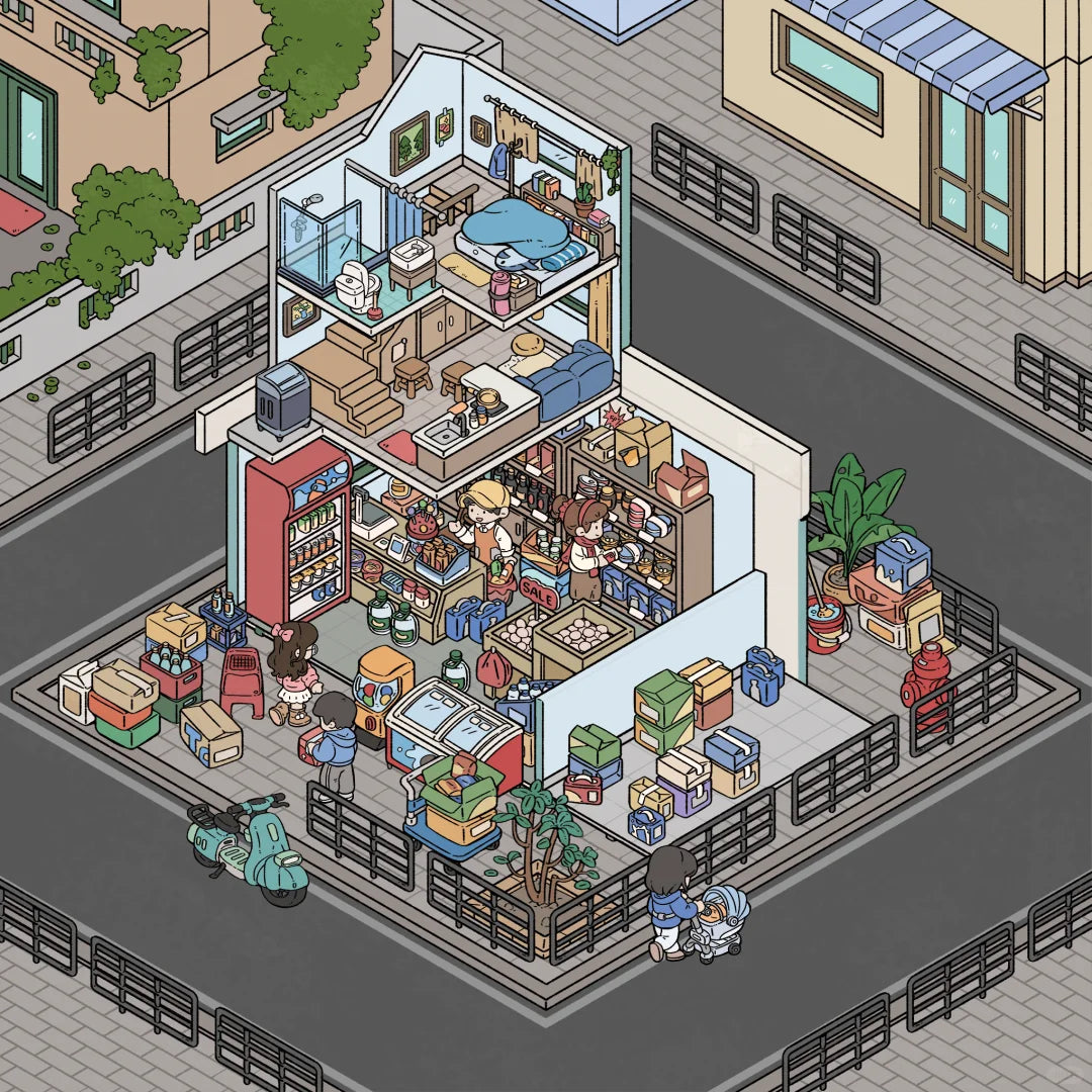 Convenience Store Near Home 3D Scene Stickers