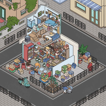 Convenience Store Near Home 3D Scene Stickers