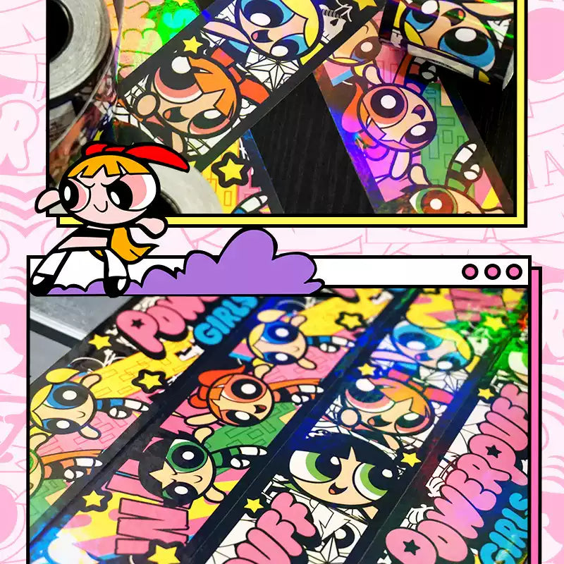 Powerpuff Girls Holographic Sticker Roll – 5M Waterproof Journal stickers