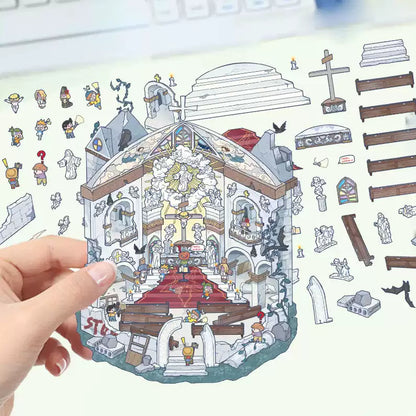 The Mystery Church 3D Scene Stickers Miniature Set