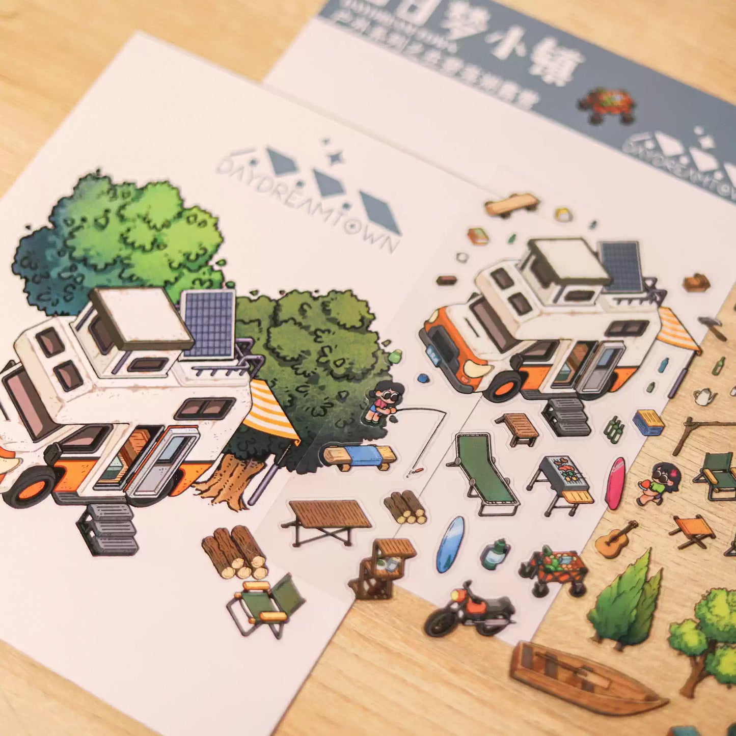 A Day at Bi Luo Lake  3D Scene Stickers Set