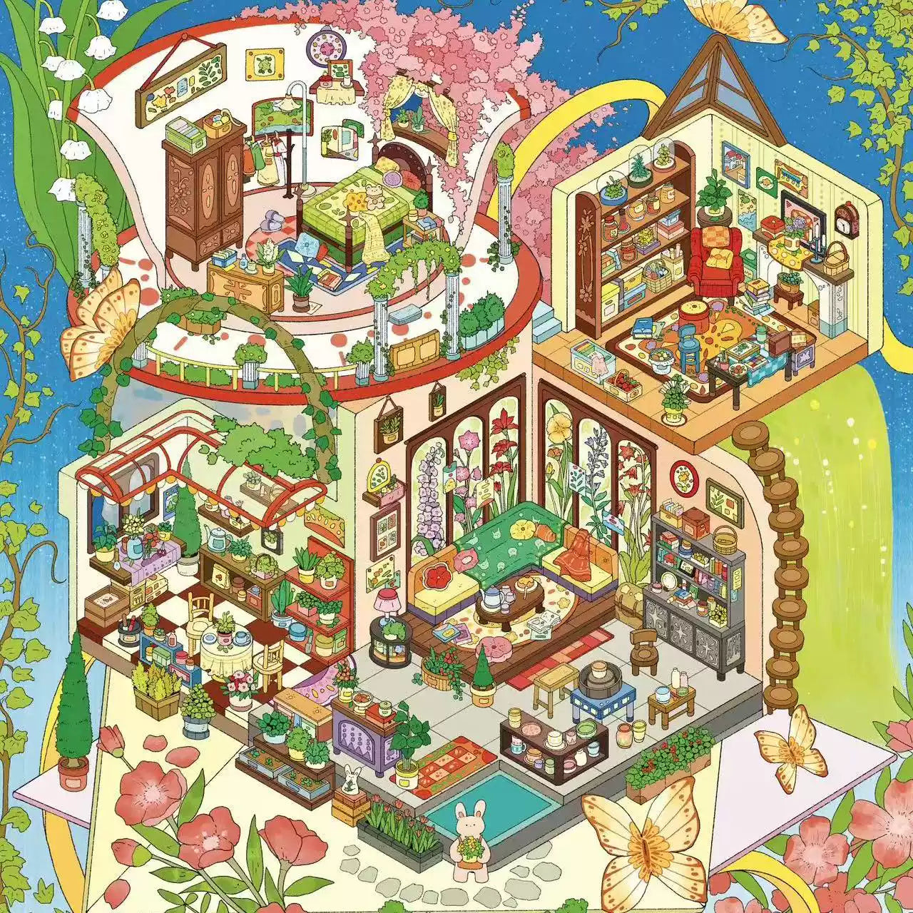 Fantasy Life Series 3D Scene Stickers with 4 set