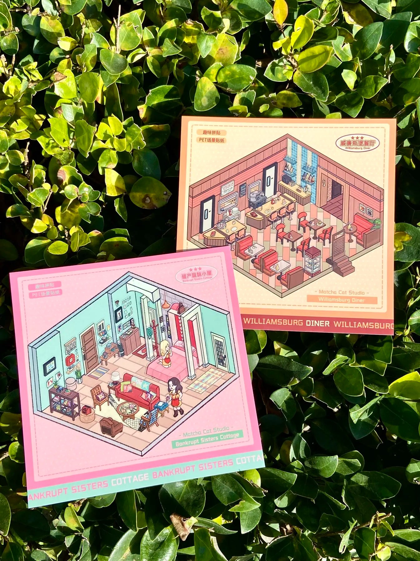 Bankrupt Sisters Isometric 3D Scene Stickers