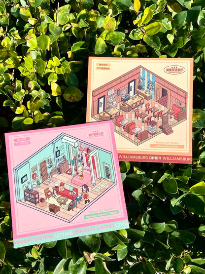 Bankrupt Sisters Isometric 3D Scene Stickers