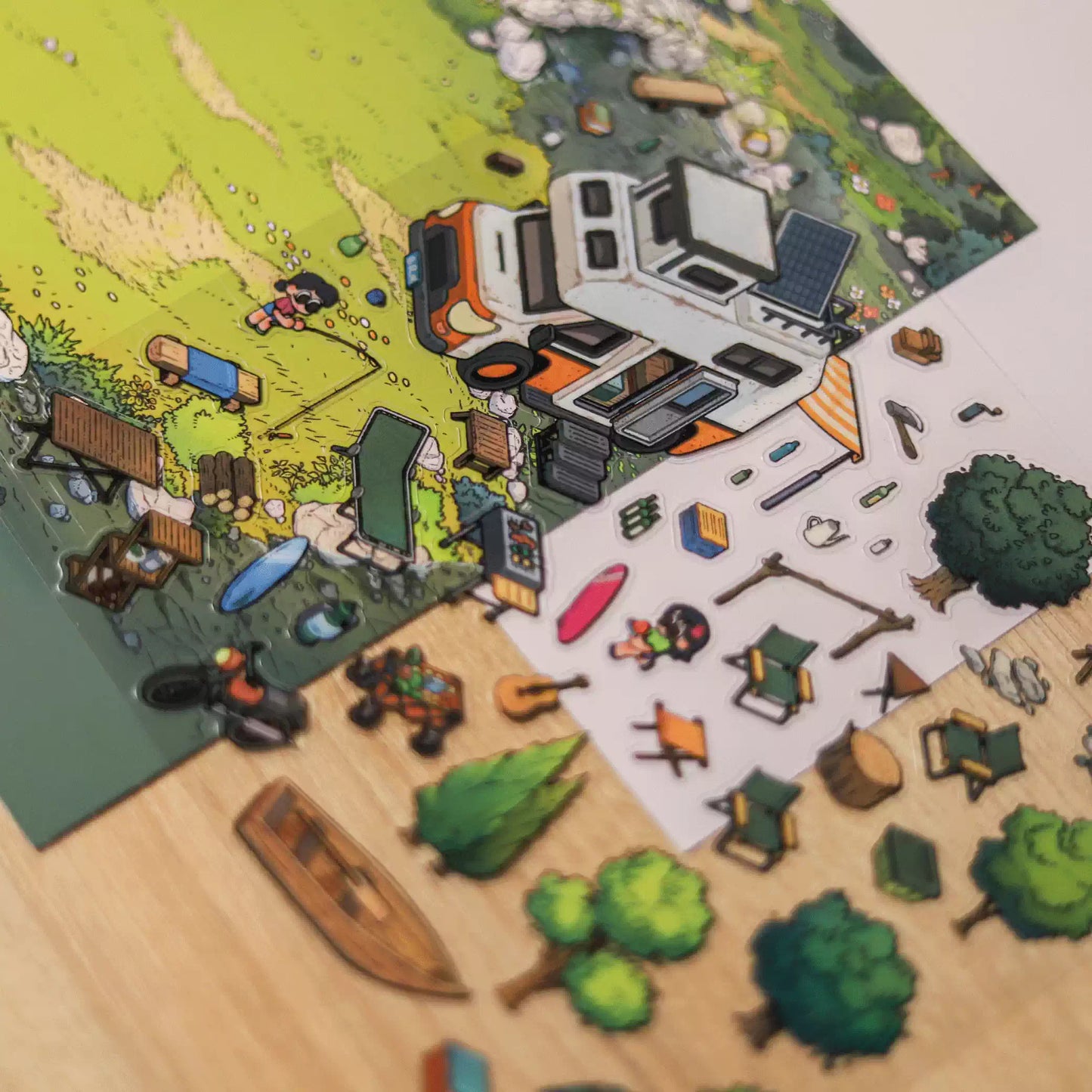 A Day at Bi Luo Lake  3D Scene Stickers Set