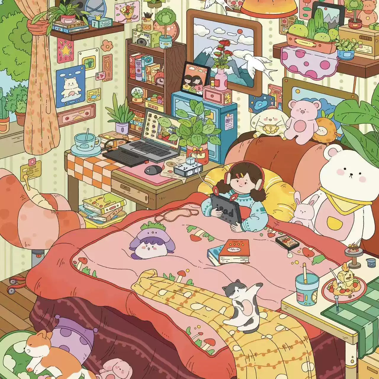 Fantasy Life Series 3D Scene Stickers with 4 set