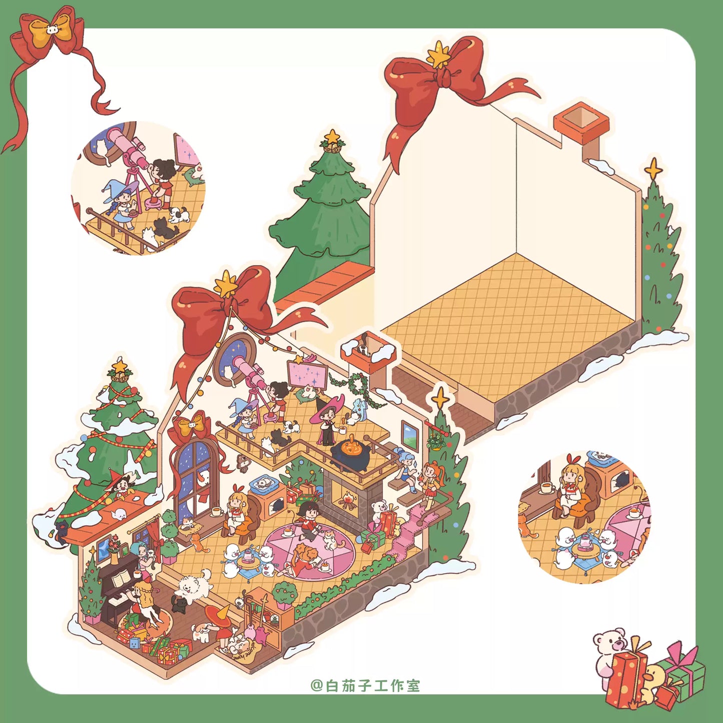 Christmas Witchmas Night  3D Scene Sticker Set