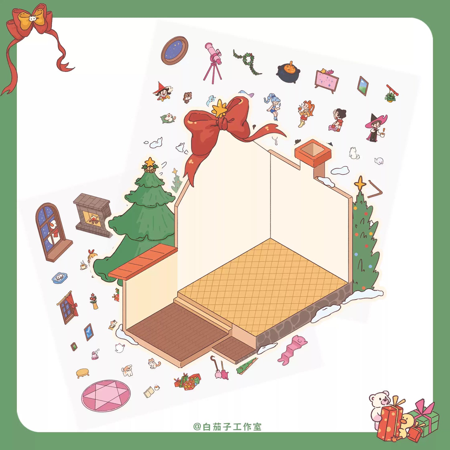Christmas Witchmas Night  3D Scene Sticker Set