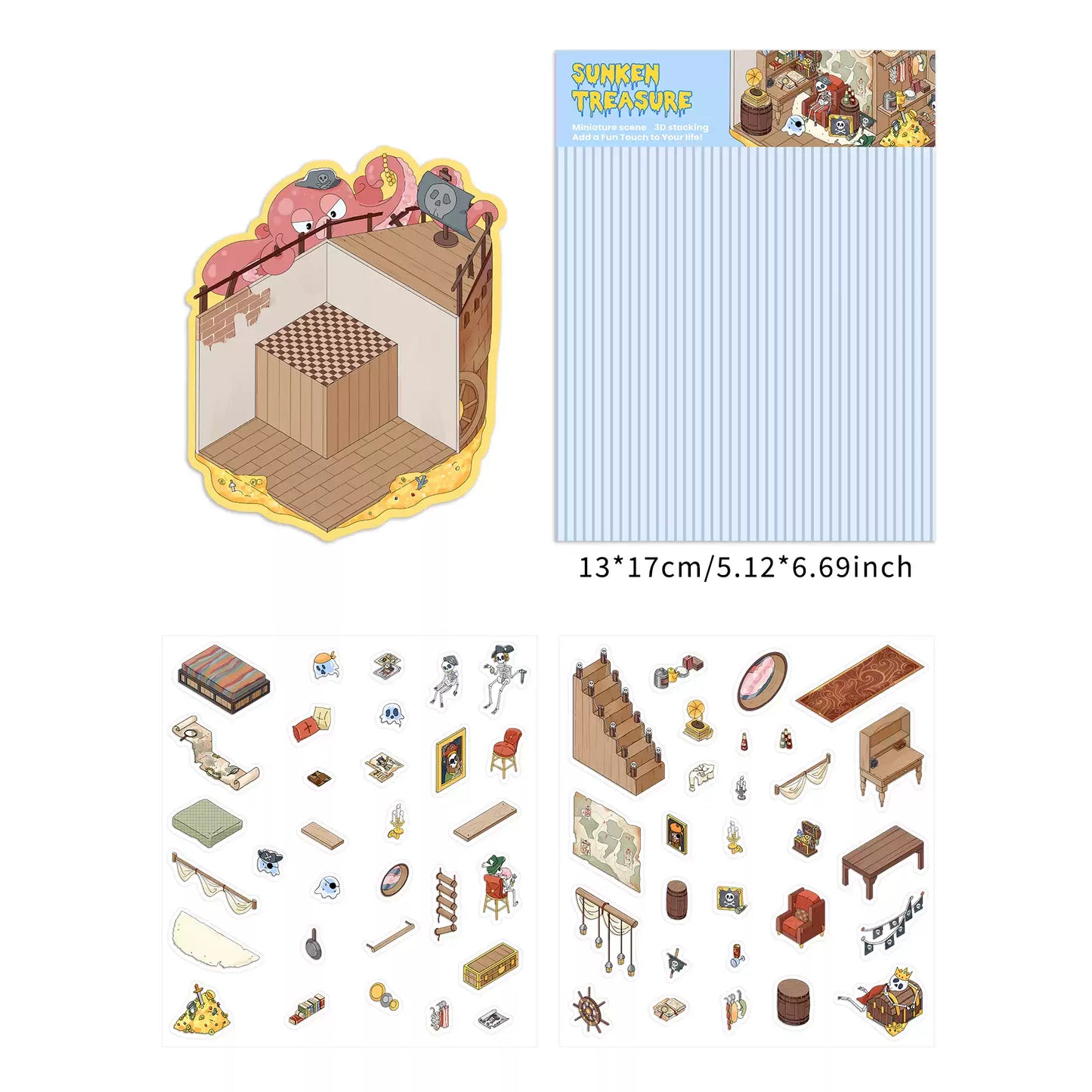 Pirate Ship Series 3D Miniature Sticker Scene Set