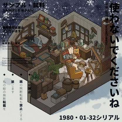Warm House|Lily Cottage|Blue Room | DIY Miniature Gift 3D Scene Stickers