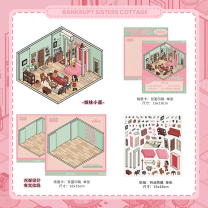 Bankrupt Sisters Isometric 3D Scene Stickers