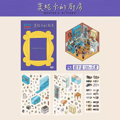 FRIENDS Series 3D Scene Stickers with Vintage Miniature Set
