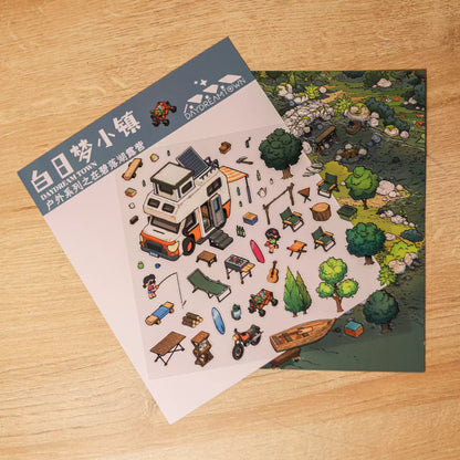 A Day at Bi Luo Lake  3D Scene Stickers Set