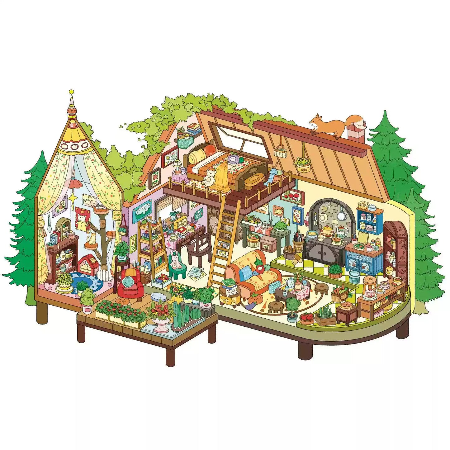 Fantasy Life Series 3D Scene Stickers with 4 set