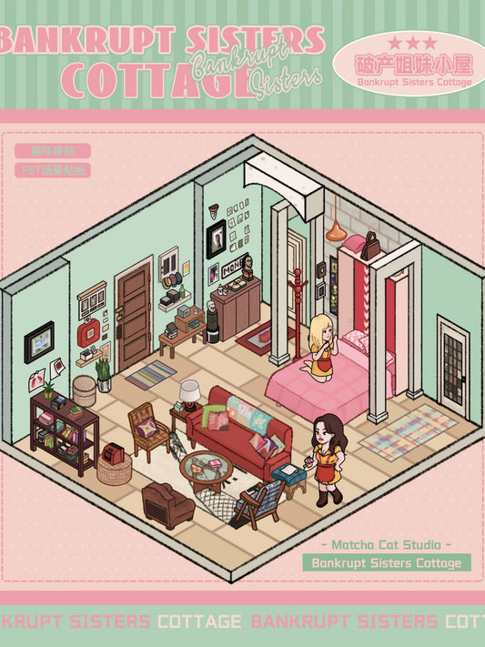 Bankrupt Sisters Isometric 3D Scene Stickers