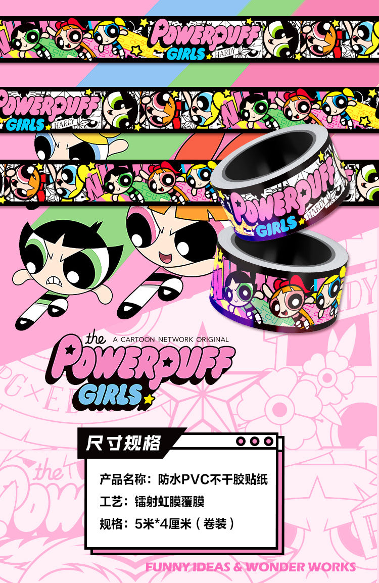 Powerpuff Girls Holographic Sticker Roll – 5M Waterproof Journal stickers