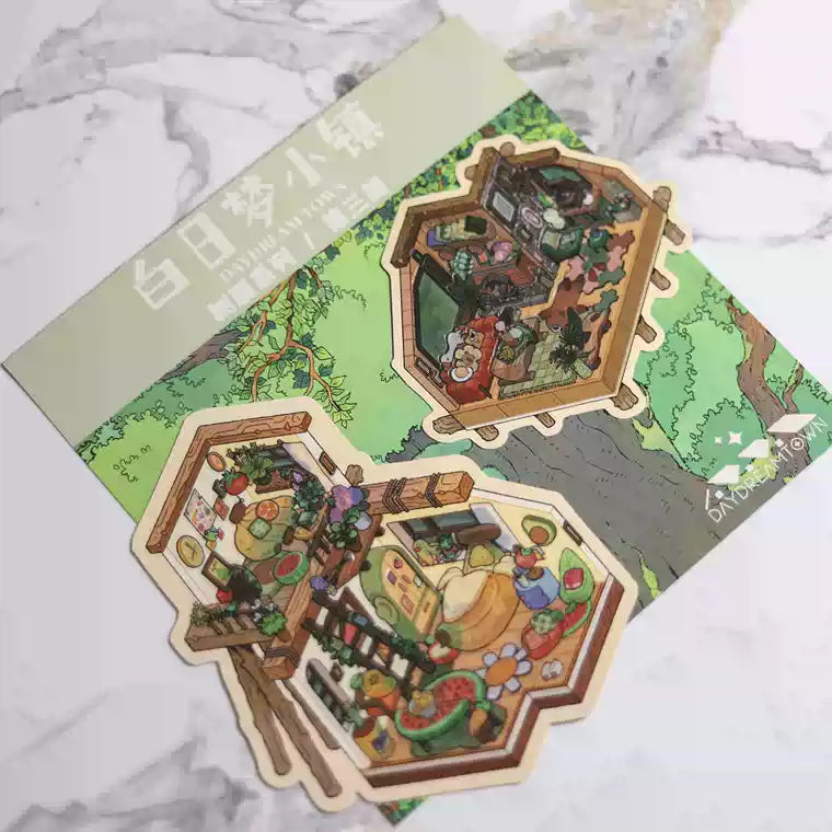 A Day at Bi Luo Lake  3D Scene Stickers Set