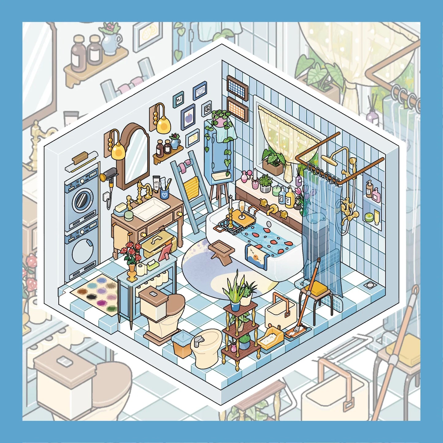 Filedstone Town 3D Scene Stickers for Journaling