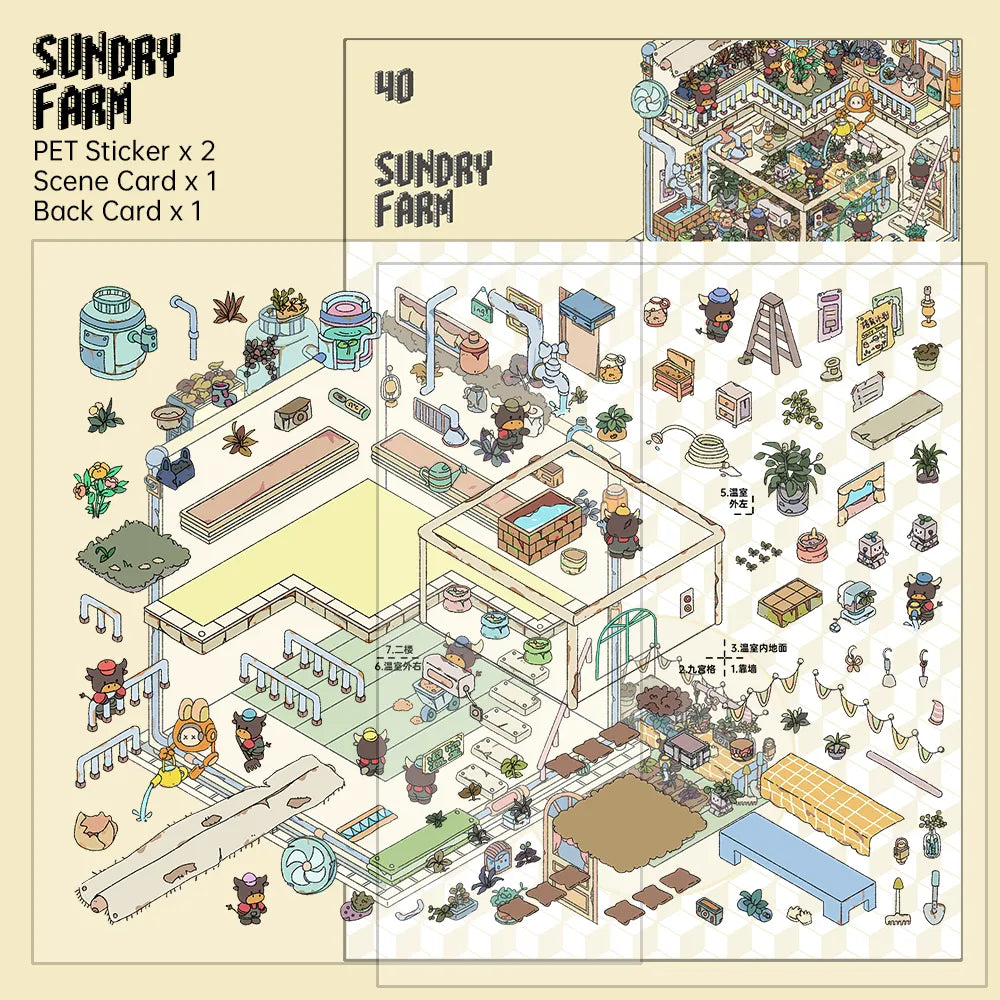 Post Apocalyptic Farm and Factory Stickers 3D Scene Stickers