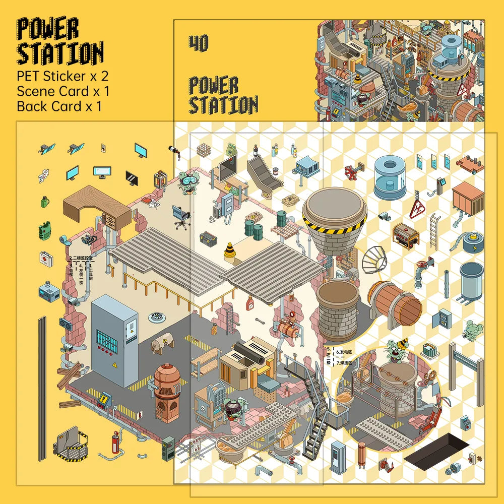 Post Apocalyptic Farm and Factory Stickers 3D Scene Stickers