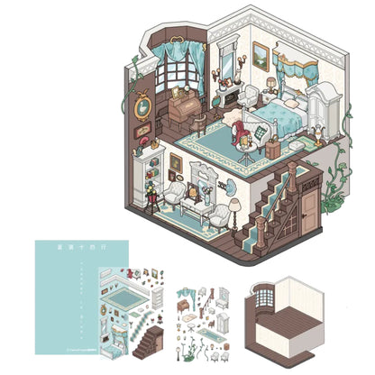 Warm House|Lily Cottage|Blue Room | DIY Miniature Gift 3D Scene Stickers