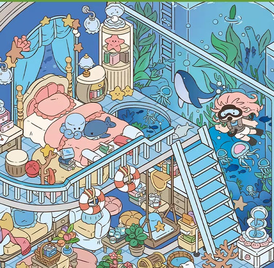 Customizable Aquarium 3D Scene Stickers for Adults