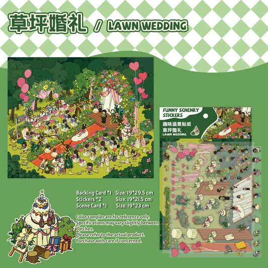 Lawn Wedding 3D Scene Stickers Set for 6 Themes