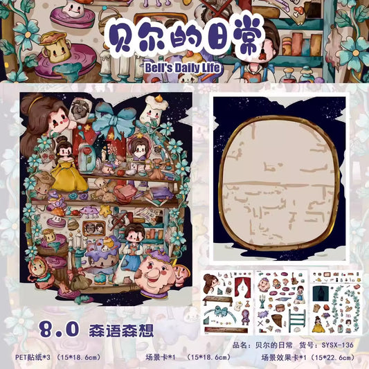 Snow White Series Miniature 3D Scene DIY Stickers for Relaxation