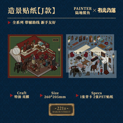Sherlock Holmes Series: 3D Miniature Scene Stickers (Rusty Lake Aesthetic)