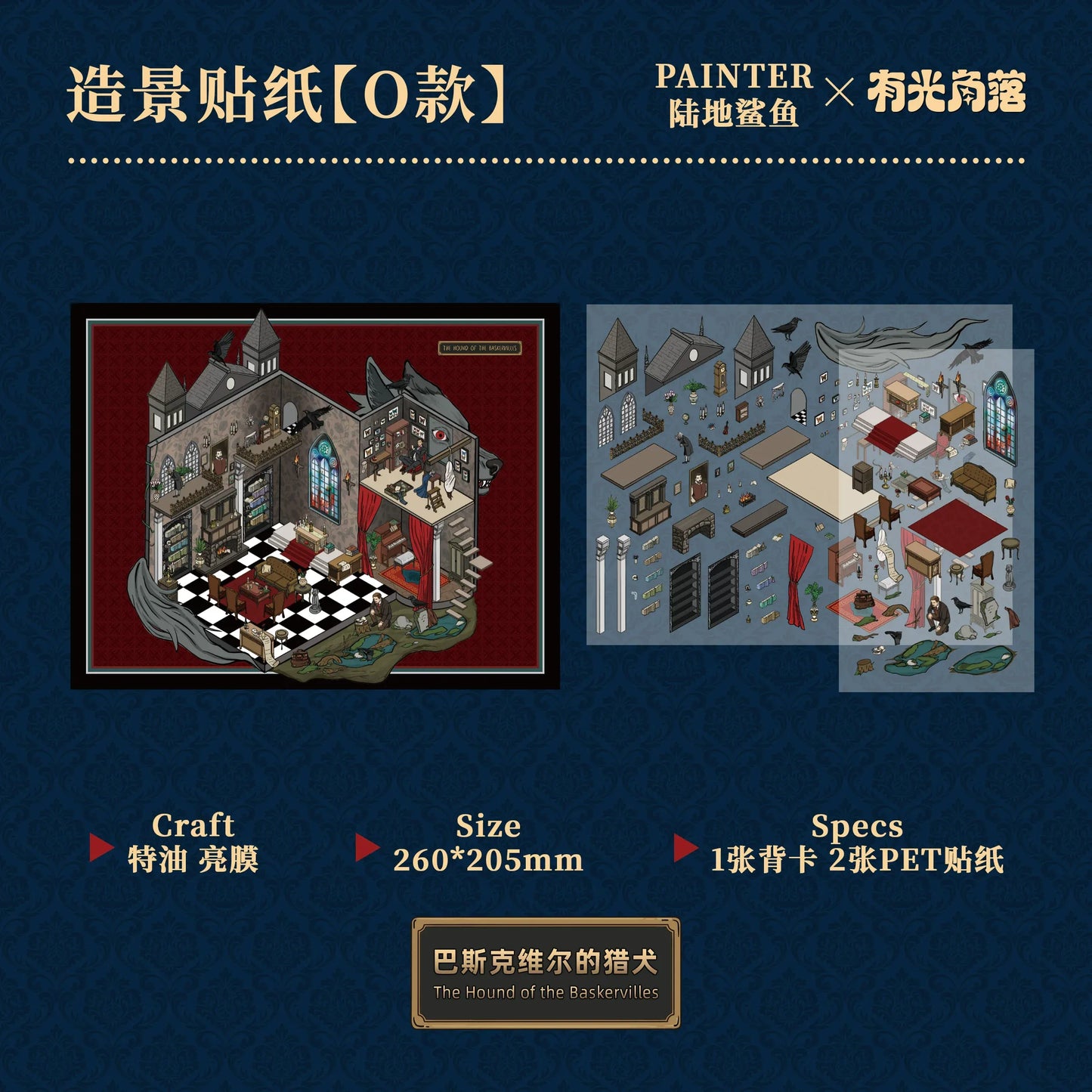 Sherlock Holmes Series: 3D Miniature Scene Stickers (Rusty Lake Aesthetic)