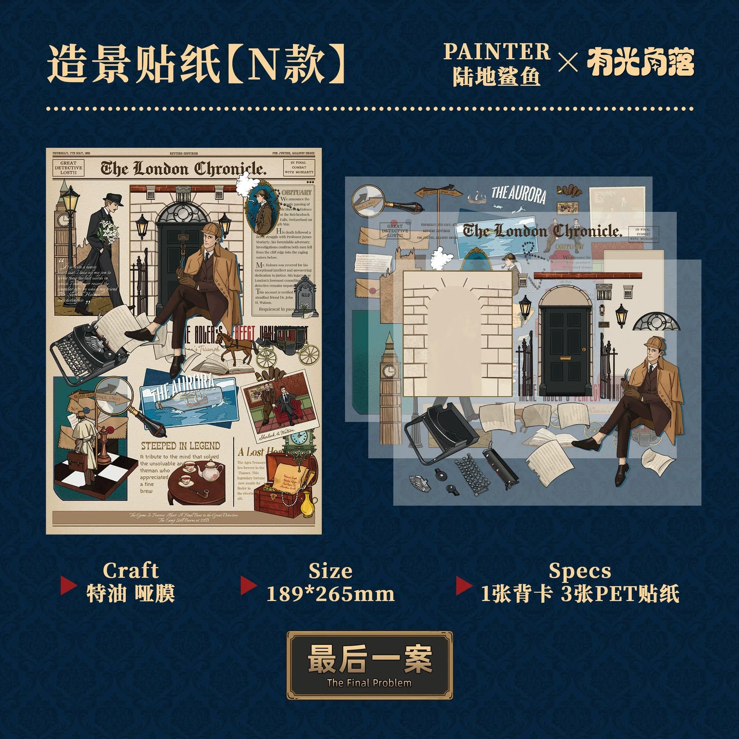 Sherlock Holmes Series: 3D Miniature Scene Stickers (Rusty Lake Aesthetic)