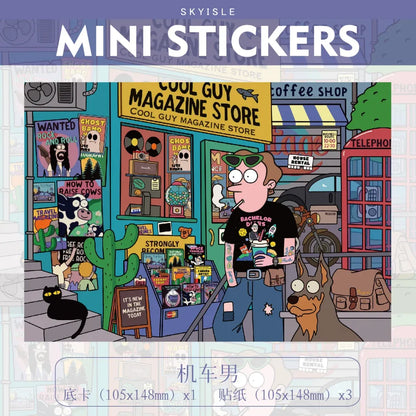 Vintage American Glossy 3D Scene Stickers