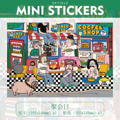 Vintage American Glossy 3D Scene Stickers