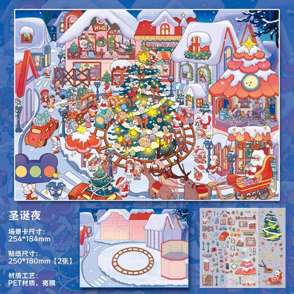 Christmas Holiday Series 3D Miniature Scene Stickers