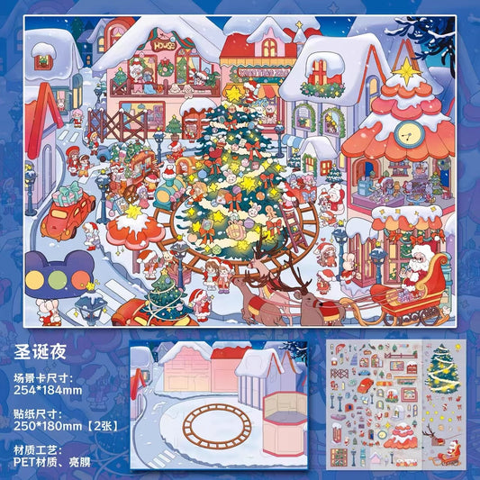 Christmas Holiday Series 3D Miniature Scene Stickers