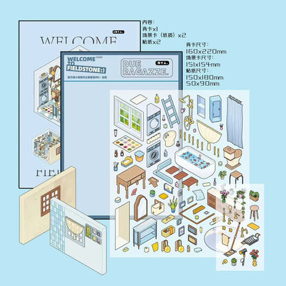 Fieldstone New Home Series: 3D Miniature Room Scene Stickers