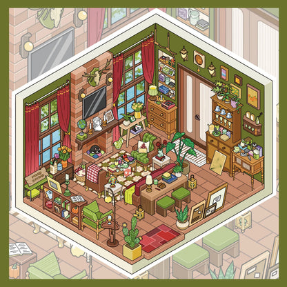 Fieldstone New Home Series: 3D Miniature Room Scene Stickers