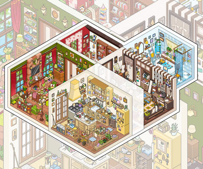 Fieldstone New Home Series: 3D Miniature Room Scene Stickers